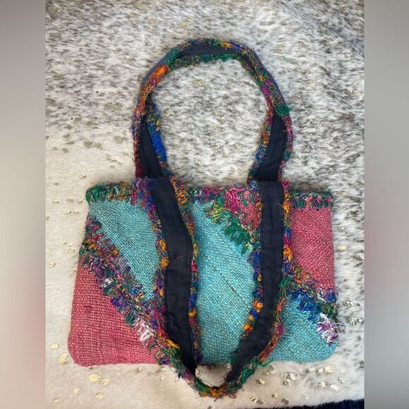 5 for $25🔥Multicolor Boho Fringe Hemp/Silk Blend Purse - Picture 2 of 6